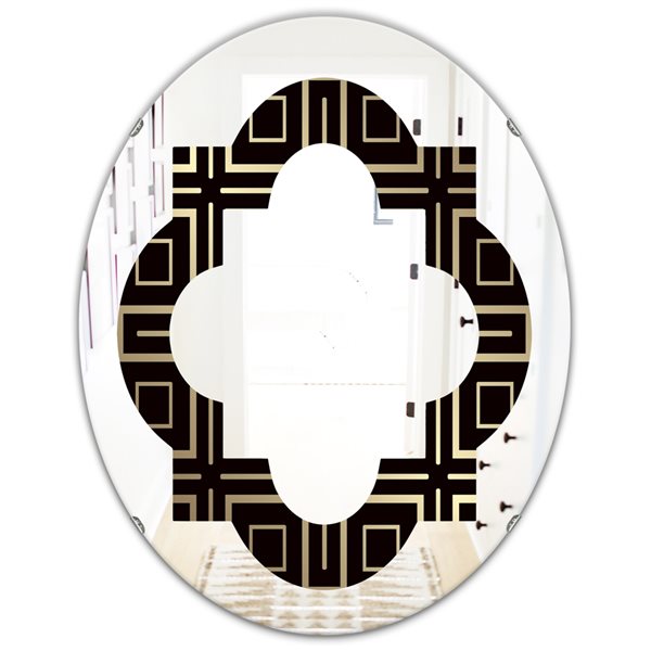 Designart 31.5-in x 23.7-in Golden Luxury Metallic Geometrics XII Modern Oval Wall Mirror
