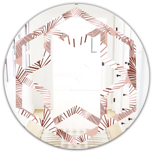 Designart 24-in Golden Tropical Pattern IV Round Wall Mirror MIR24219 ...