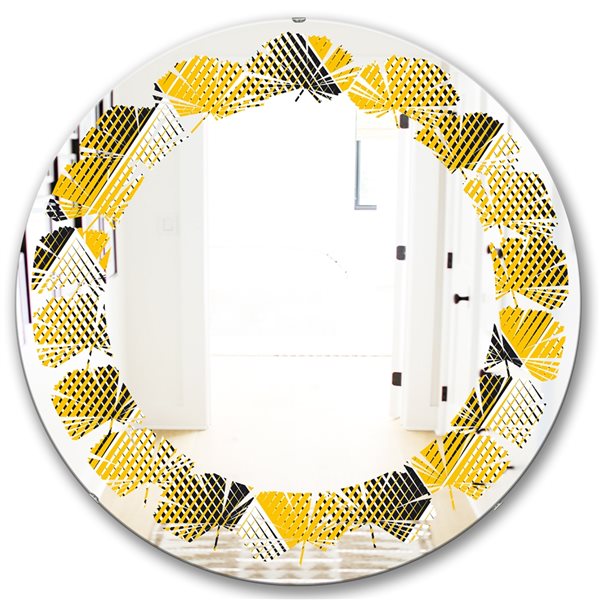 Designart 24-in x 24-in Rhombus Retro Geometric - Round Wall Mirror ...