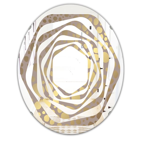 Designart 31.5-in x 23.7-in Golden Marble Design III - Oval Wall Mirror ...