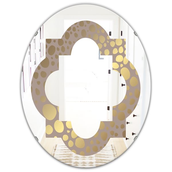 Designart 31.5-in x 23.7-in Golden Marble Design III Oval Wall Mirror