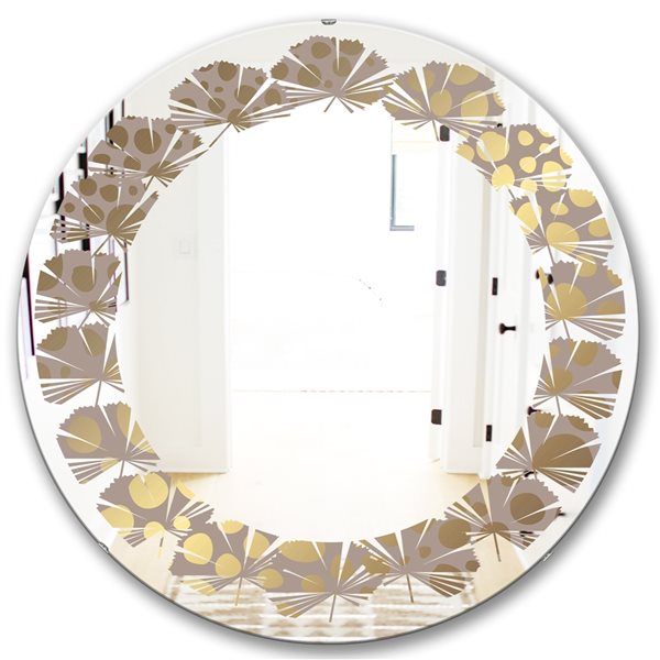 Designart 24-in x 24-in Golden Marble Design III Modern Round Mirror ...