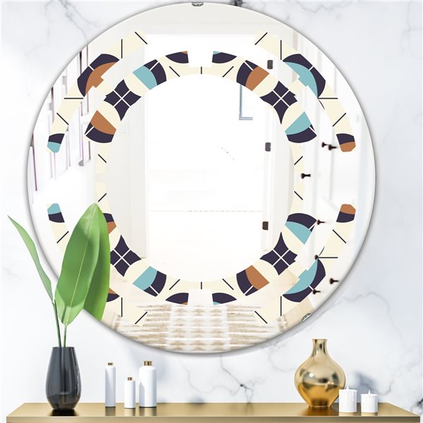 Designart 24-in Geometric Retro Design V - Round Wall Mirror