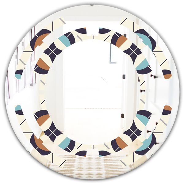 Designart 24-in Geometric Retro Design V - Round Wall Mirror