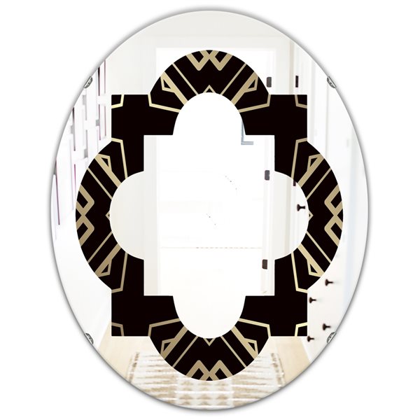 Designart 31.5-in x 23.7-in Gold And Black Art Deco Pattern - Oval Wall ...
