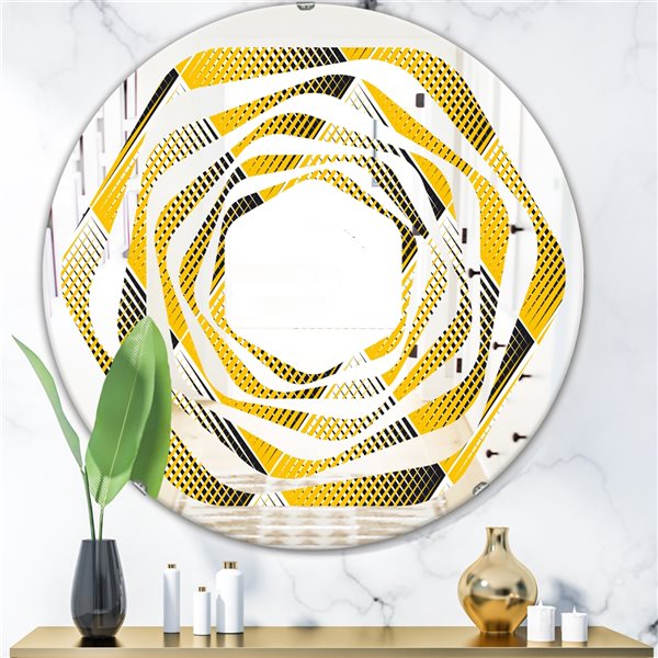 Designart 24-in Rhombus Retro Geometric Round Wall Mirror