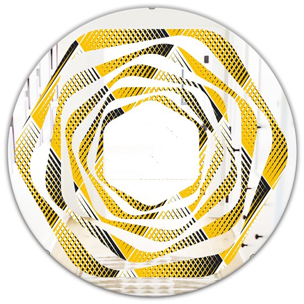 Designart 24-in Rhombus Retro Geometric Round Wall Mirror