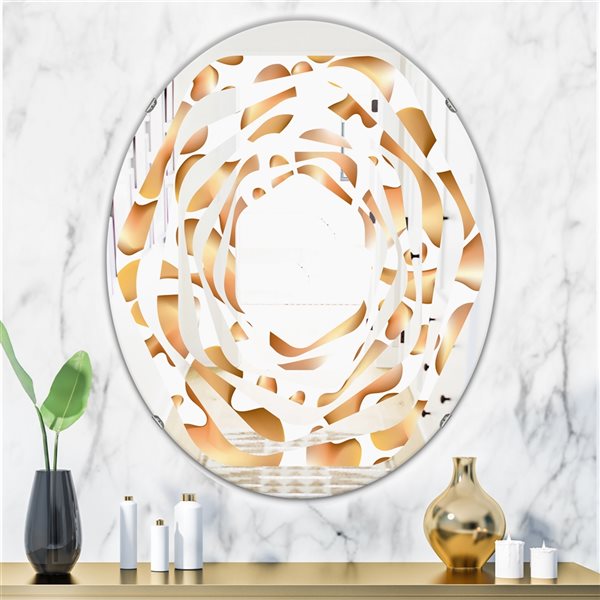 Designart 31.5-in x 23.7-in Liquid Gold I Modern Oval Mirror