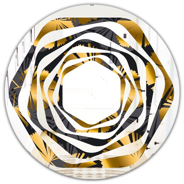 Designart 24-in Golden Palm Leaves III Modern Round Mirror MIR24223-C6 ...