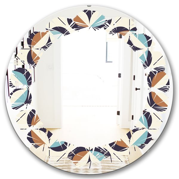 Designart 24-in Geometric Retro Design V Modern Round Wall Mirror ...