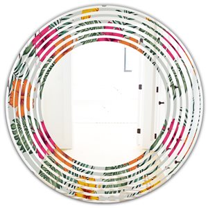 DesignArt 24-in x 24-in Retro tropical Leaves III - Round Mirror