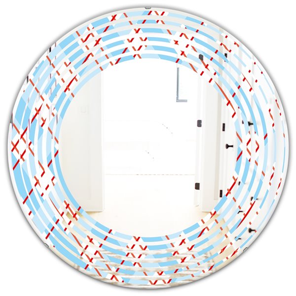 Designart 24-in Blue And Red Plaid Modern Round Wall Mirror MIR24209-C2 ...