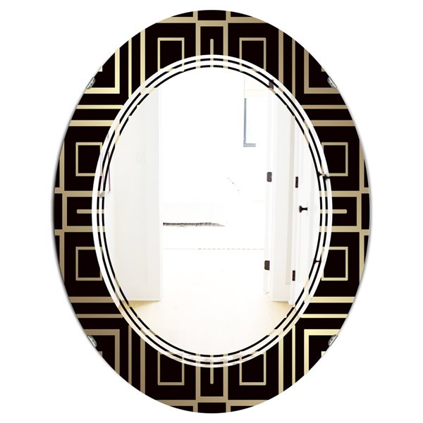 Designart 23.7-in x 31.5-in Golden Luxury Metallic Geometrics XII Oval ...