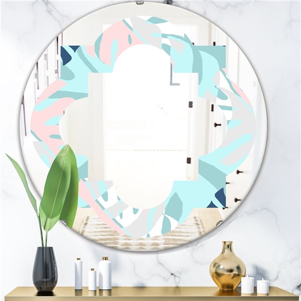 Designart 24-in Retro Floral Pattern II Modern Round Wall Mirror