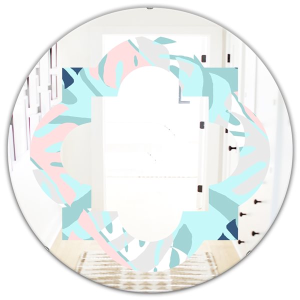 Designart 24-in Retro Floral Pattern II Modern Round Wall Mirror