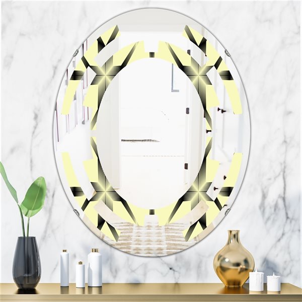 Designart 31.5-in x 23.7-in Oriental Ornament. Flower Pattern - Oval Wall Mirror