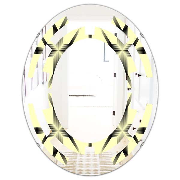 Designart 31.5-in x 23.7-in Oriental Ornament. Flower Pattern - Oval Wall Mirror