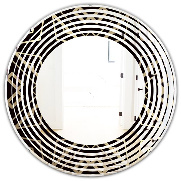 Designart 24 In Gold And Black Art Deco Pattern Modern Round Mirror   330892571 MainImage 001 L 