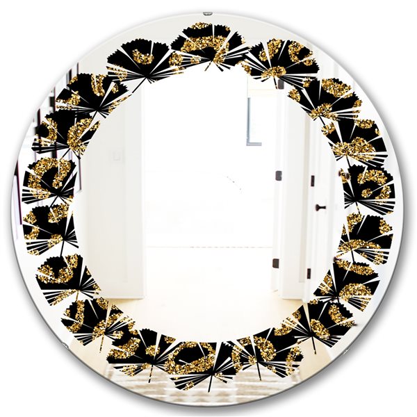 Designart 24-in x 24-in Leopard Fur Modern Round Wall Mirror - Gold ...