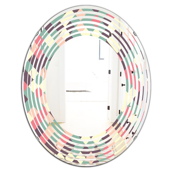 Designart Retro Square Design IV Modern Oval Mirror in Multi-Colour | RONA