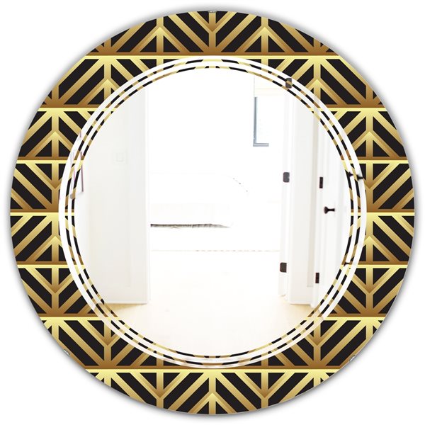 Designart Golden Luxury Metallic Geometrics XIV Modern Round Wall ...