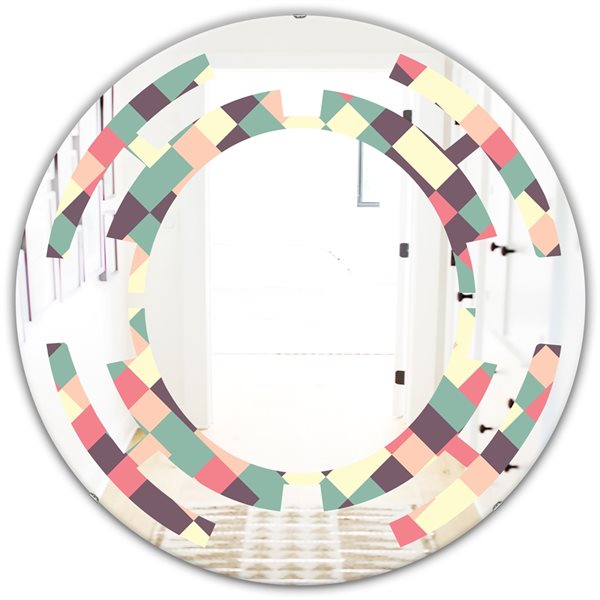 Designart 24 In X 24 In Retro Square Design IV Modern Round Mirror   330892648 MainImage 001 L 