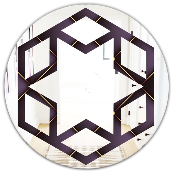 Designart 24-in x 24-in Quilted Pattern Modern Round Wall Mirror in ...