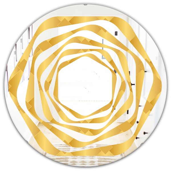 Designart 24-in x 24-in Golden Geometric I Modern Round Wall Mirror ...