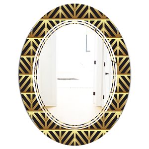 Designart 31.5-in x 23.7-in Golden Luxury Metallic Geometrics XIV Modern Oval Mirror