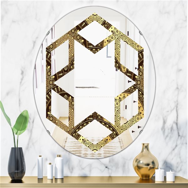 Designart 31.5-in x 23.7-in Circular Pattern I Modern Oval Mirror in Multi-Colour