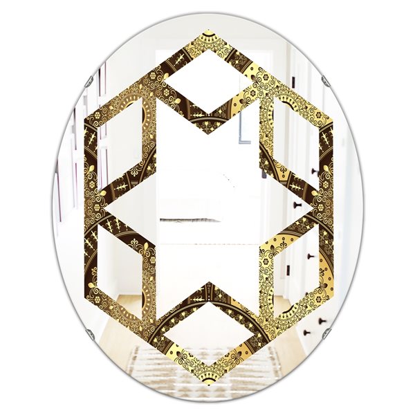 Designart 31.5-in x 23.7-in Circular Pattern I Modern Oval Mirror in Multi-Colour