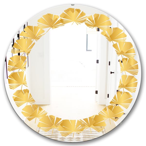 Designart 24-in x 24-in Golden Geometric I Modern Round Mirror MIR24066 ...