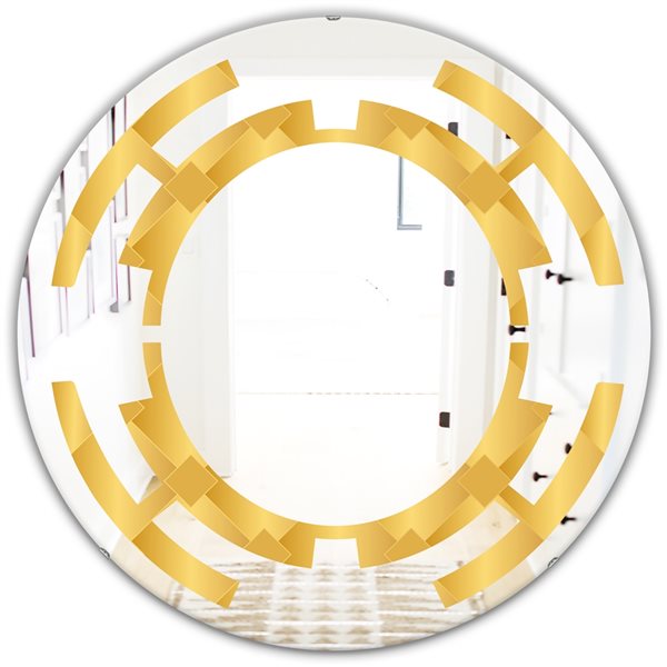 Designart 24 In X 24 In Golden Geometric I Modern Round Wall Mirror In   330892786 MainImage 001 L 