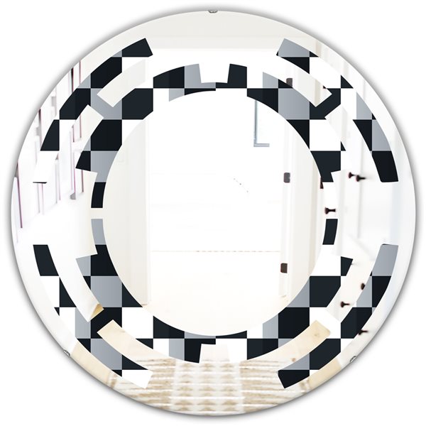 Designart 24-in x 24-in Geometric Monochrome Pattern I Modern Round ...