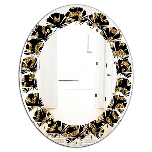 Designart 31.5-in x 23.7-in Gold Leopard Fur Modern/Oval Wall Mirror | RONA