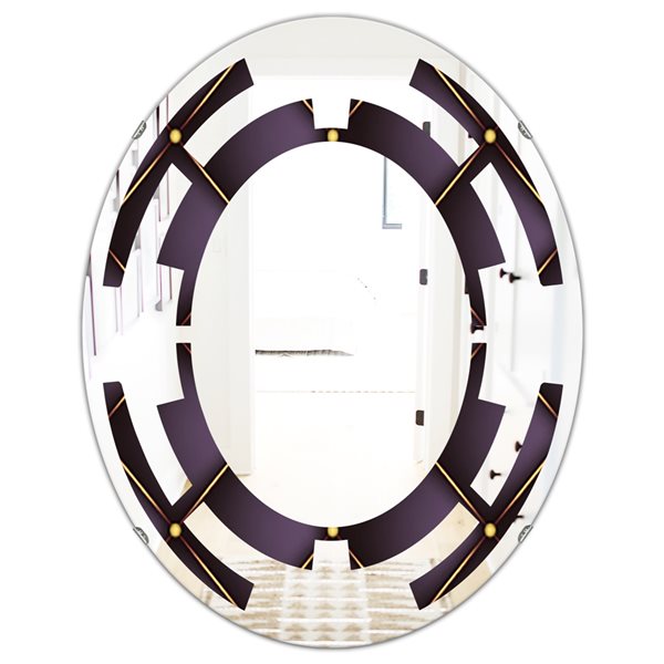 Designart 31.5-in Quilted Pattern Modern Oval Wall Mirror in Purple