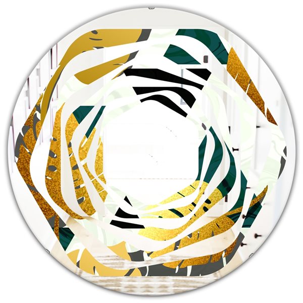 Designart 24-in x 24-in Foliage V Modern Round Wall Mirror in Multi ...