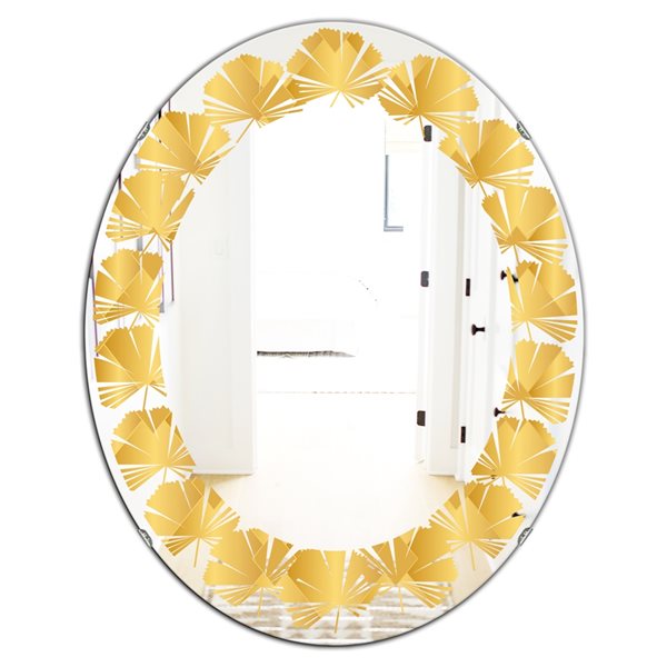Designart 31.5-in x 23.7-in Geometric I Modern Oval Wall Mirror in Gold