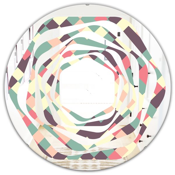 Designart 24 In Retro Square Design IV Modern Round Mirror Multi   330892915 MainImage 001 L 