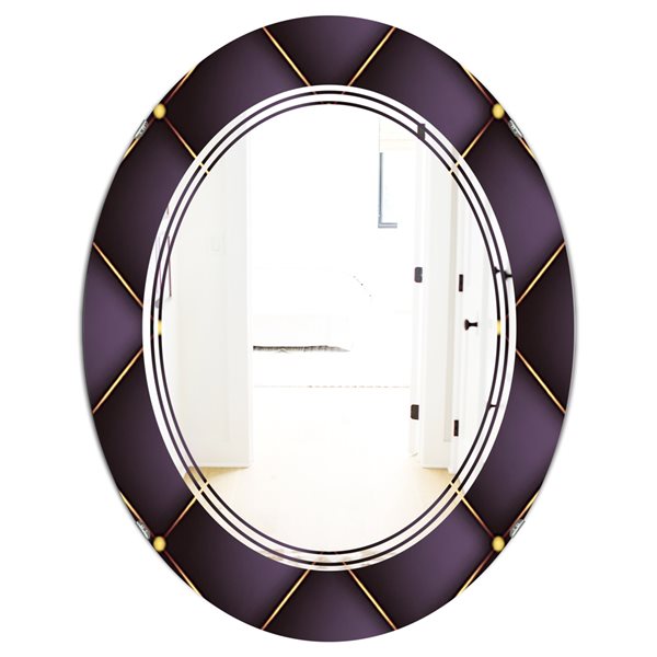 Designart Quilted Pattern Modern Oval Wall Mirror in Purple | RONA