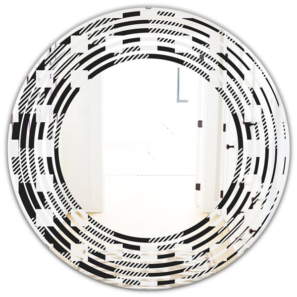 Designart Black Geometric Monochrome Pattern II Modern Round Wall ...