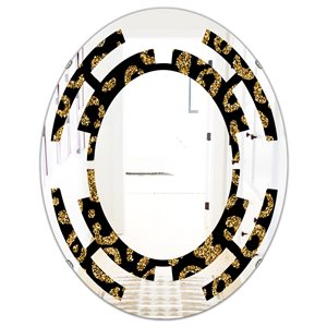 Designart 31.5-in x 23.7-in Golden Leopard Fur Modern/Oval Wall Mirror