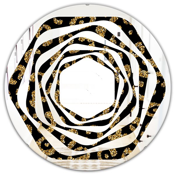 Designart 24-in x 24-in Leopard Fur Modern Round Wall Mirror in Gold ...