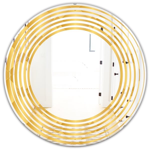 Designart 24 In Geometric I Modern Round Wall Mirror In Gold MIR24066   330893018 MainImage 001 L 