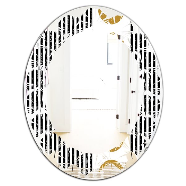 Designart Vertical Retro Geometrical Pattern I Modern Oval Mirror in ...