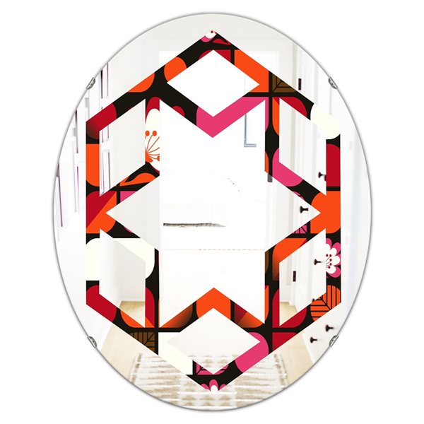 Designart 31.5-in Geometric Retro Flower Design I Modern Oval Mirror in ...