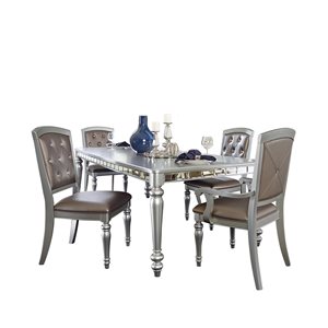 Ensemble de salle à manger argent Orsina par HomeTrend avec table rectangulaire, 5 pièces