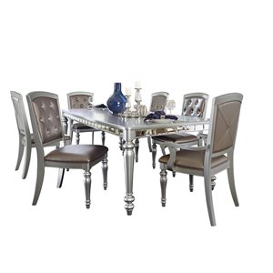 HomeTrend Orsina Silver Dining Room Set with Rectangular Table - 7-Piece