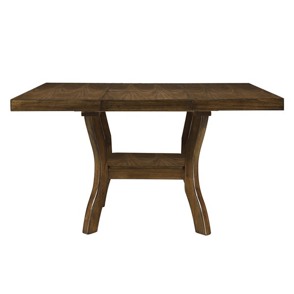 HomeTrend Darla Brown Wood Veneer Rectangular Extending Self-Storing Standard Table with Brown Wood Base