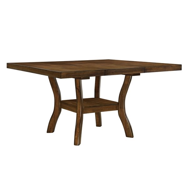 HomeTrend Darla Brown Wood Veneer Rectangular Extending Self-Storing Standard Table with Brown Wood Base
